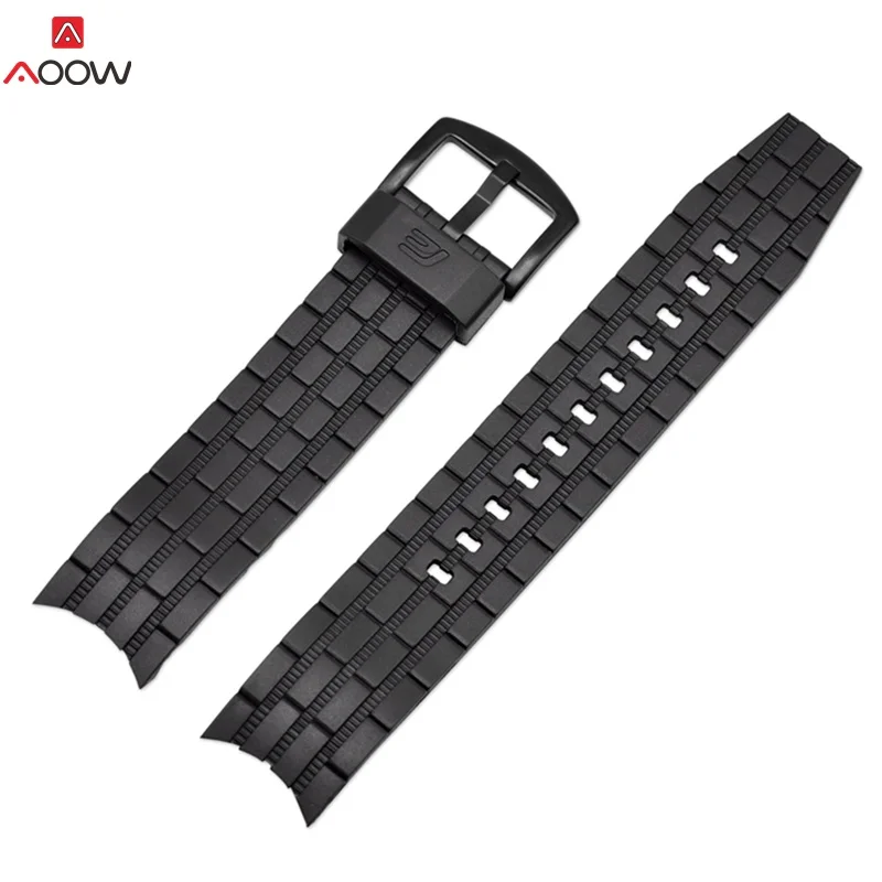 AOOW 22 мм ремешок для часов Casio EF-523 EF550 резиновый ремешок черный нержавеющая сталь Пряжка Дайвинг Мода спортивные часы браслет