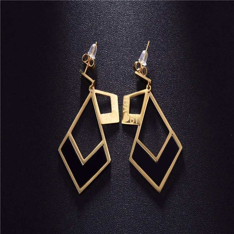 Earrings. Women's jewelry. Geometric type titanium earrings. Triangle Earrings accessories | Stud
