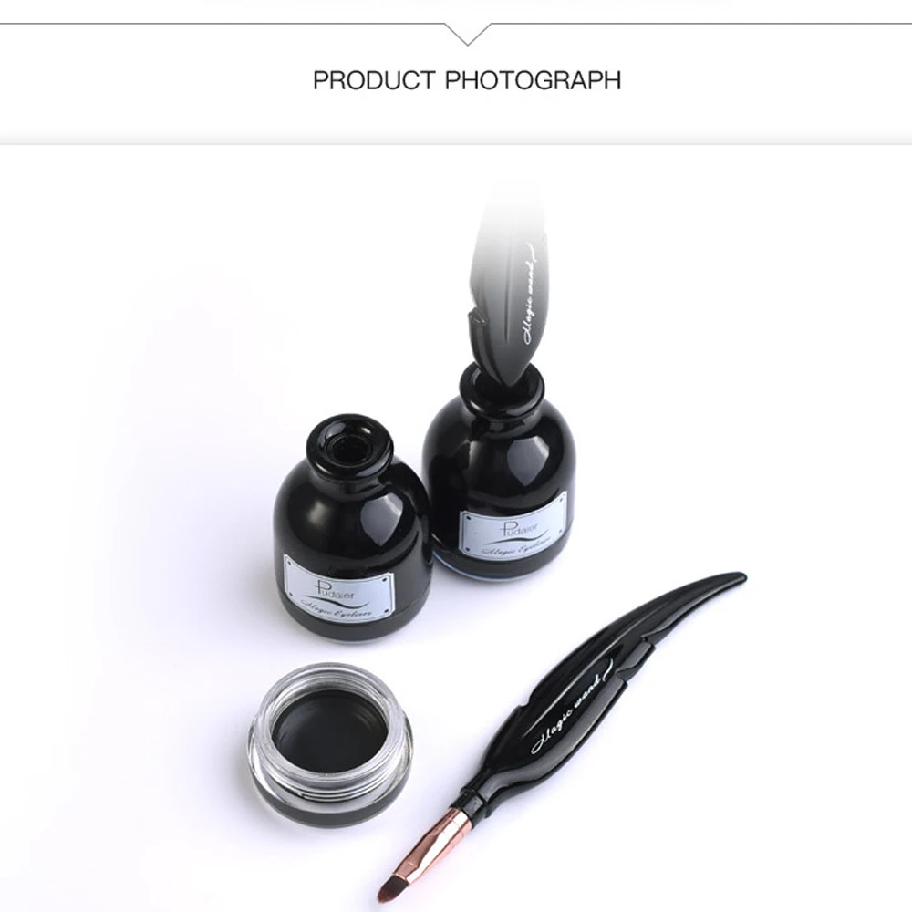 Черная водостойкая гелевая подводка для век Pudaier с перьями кисти инструменты