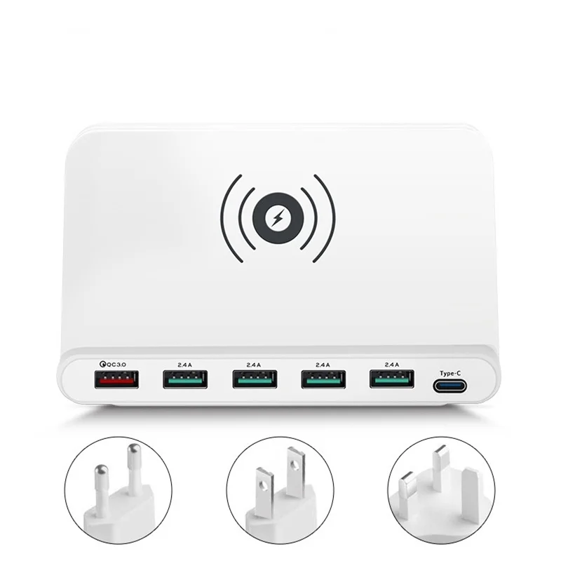 wireless charger Tongdaytech мульти 5 портов USB зарядное устройство Qi Быстрое беспроводное зарядное устройство Quick Charge 3,0 Cargador Inalambrico для Iphone X 11 Pro samsung - Тип штекера: wireless charger