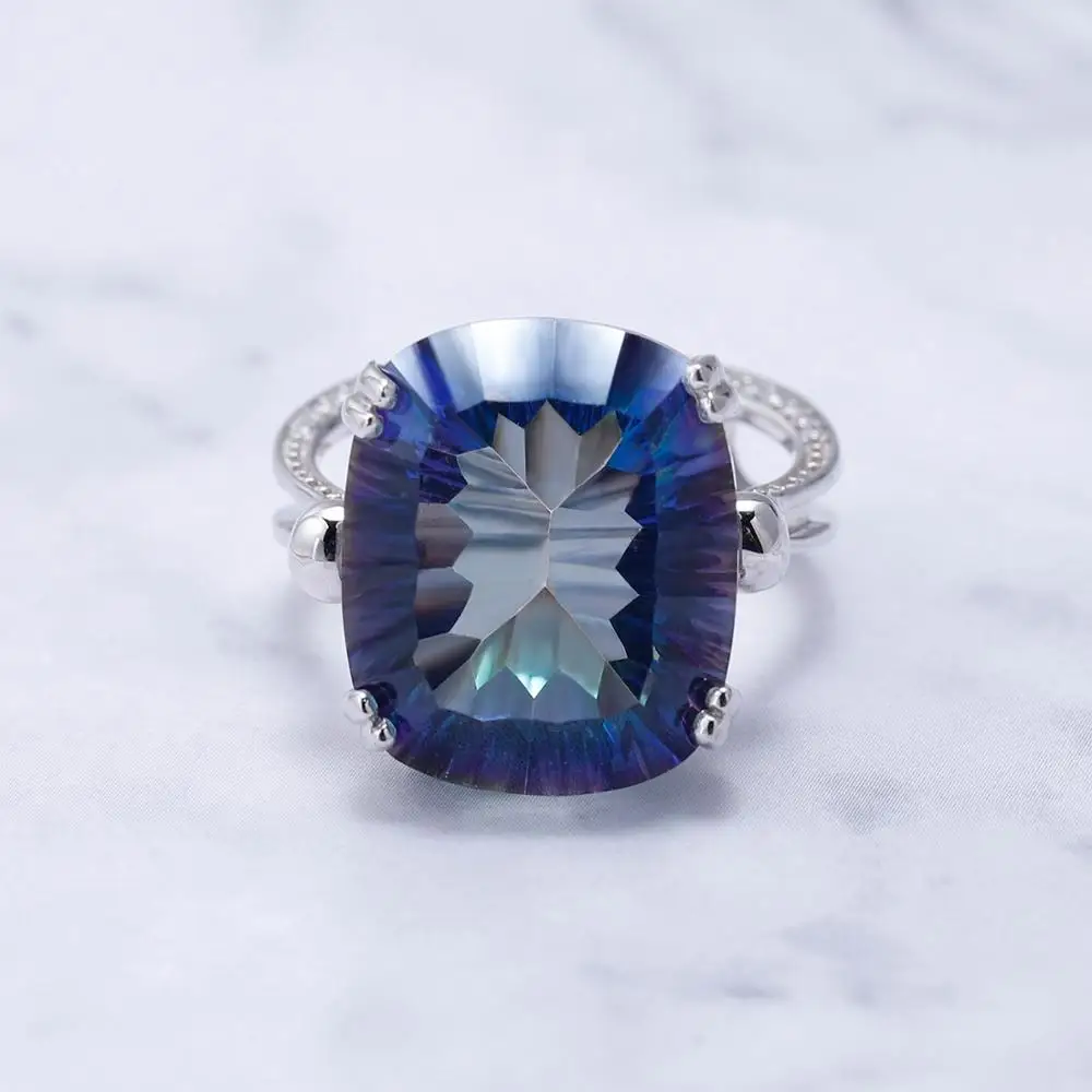 Женское кольцо для коктейлей Gem's Ballet серебряное с естественным синим покрытием