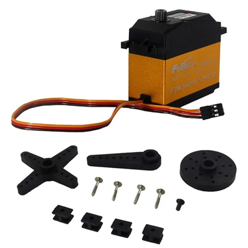 Feetech 7,4 V 60 кг Rc Servo с высоким крутящим моментом Шестерни 120 градусов цифровой большой серводвигателя FT6560M для 1/5 rc «Робокар Поли» Запчасти