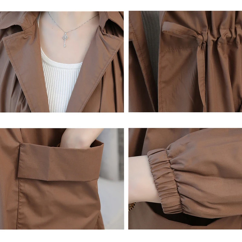 

Windbreaker Coat Women's Spring Autumn New Wild Thing Thin Trench Coat Fashion Women Long Overcoat Casual Tops Clothing AA669