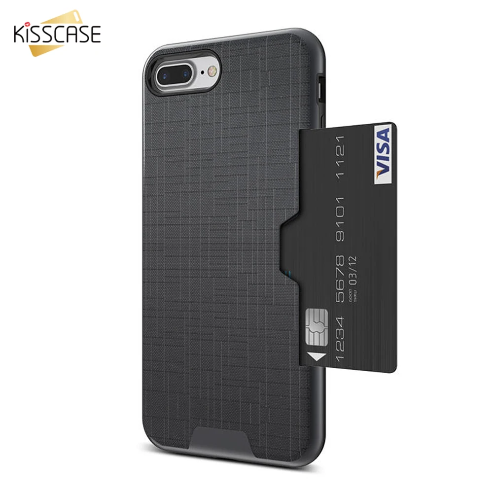 KISSCASE For iPhone 7 6 6S 8 Plus XS XR Max Case With Card Slot 2 in 1 Luxury Mobile Phone Cover s |