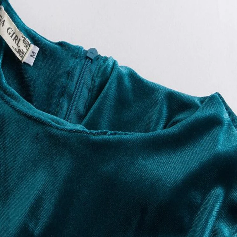 Женское осеннее офисное платье с длинным рукавом VISNXGI золотистое бархатное