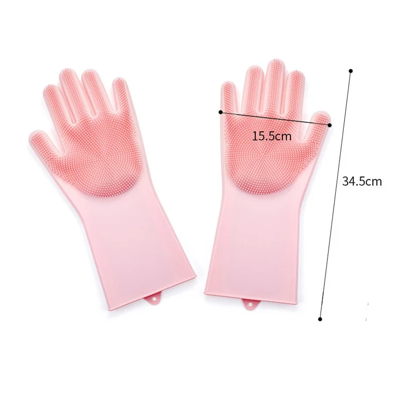 Magic Reusable Silicone Cleaning Gloves Dishwashing Scrubber Heat Resistant Scrubbing Sponge Bristles for Washing Dish Kitchen | Дом и сад