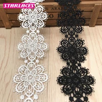 14yards width5 5cm black white water soluble flower lace trim fabric lace ribbon diy wedding dress clothes decorative accessorie