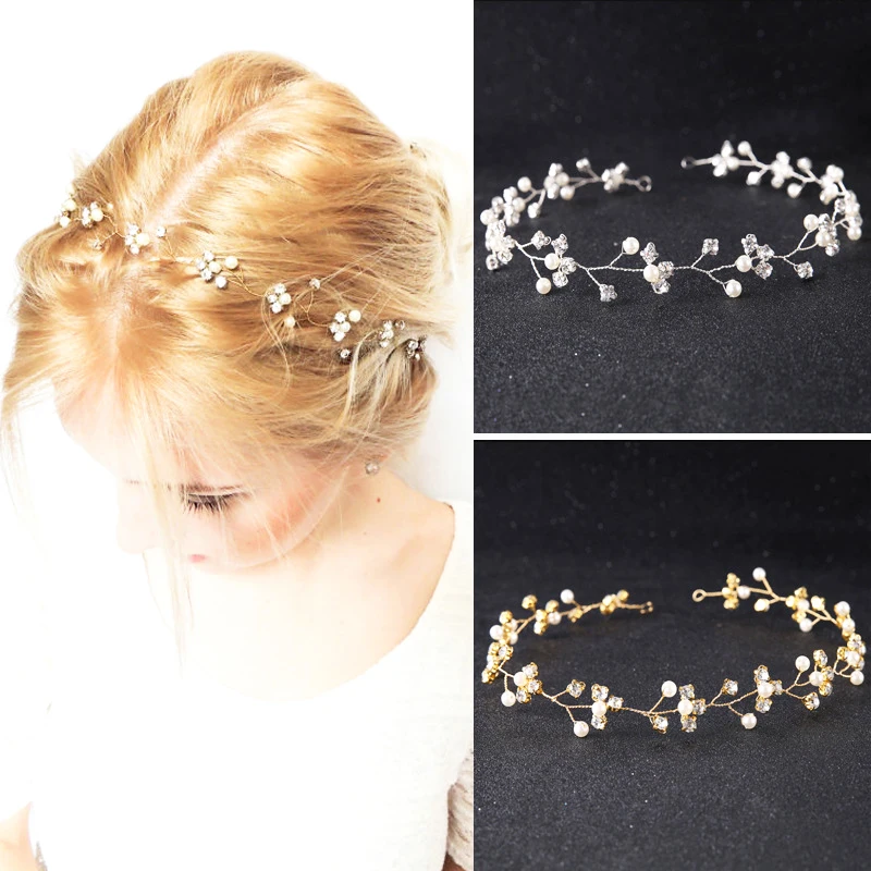 Стразы свадебные искусственные жемчужные ободки 2 цветов Свадебные аксессуары