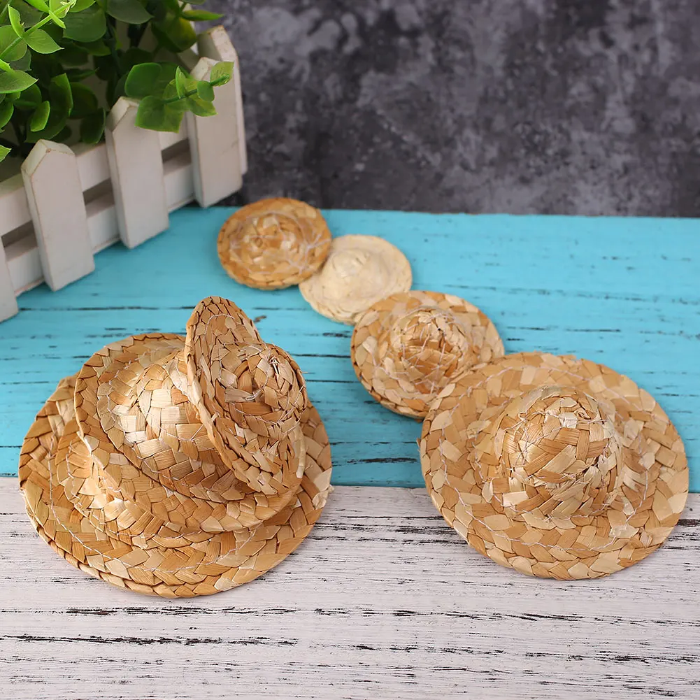 DIY соломенная шляпа плетеная ручная работа фигурка аксессуары для дома | Игрушки