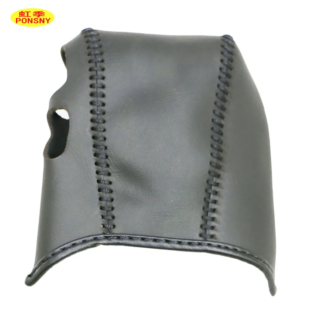 

PONSNY Car Steering/Gear Genuine Leather Covers Case for HONDA CRV 2012-2016 Auto Hand-stitched Cover Black