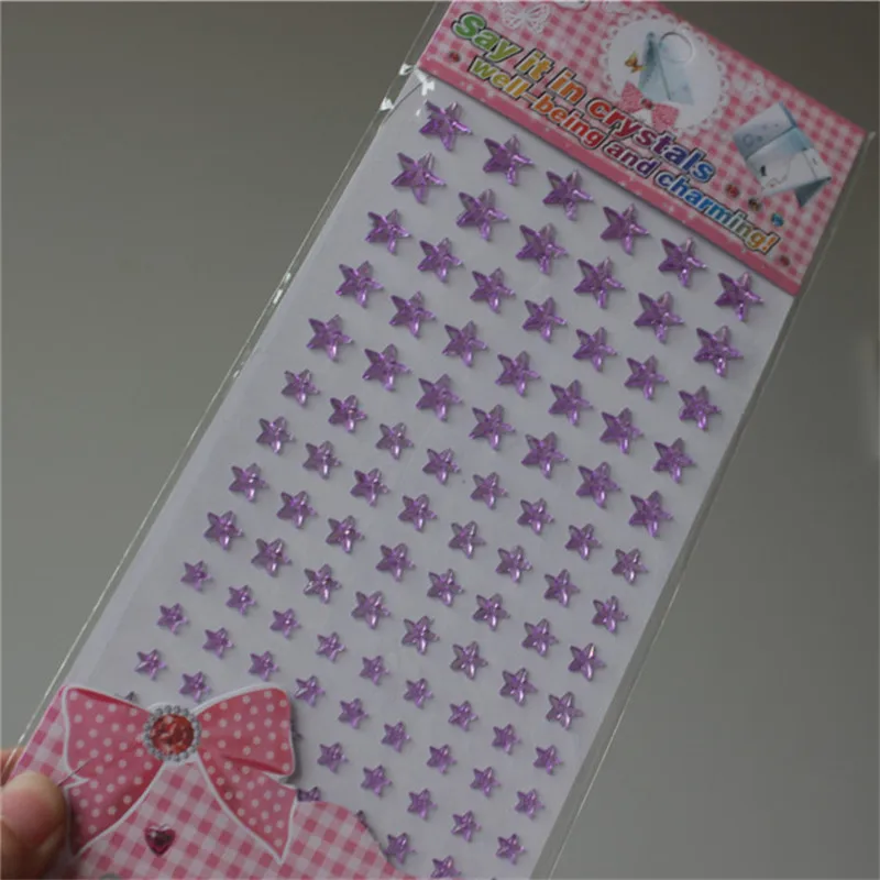 

Scrapbook stickers Crystal Acrylic purple Five-pointed star Stickers Kids Self Adhesive Holiday decoration Rhinestones sticker