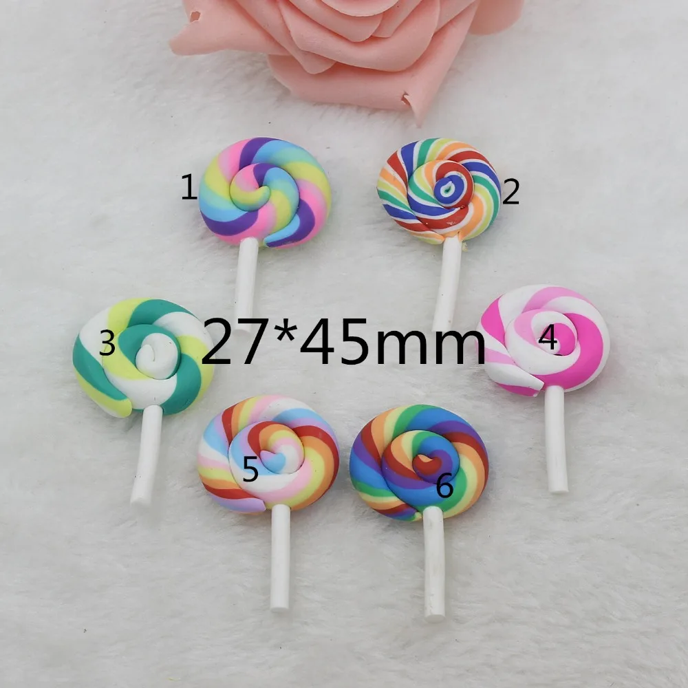 

10pcs/lot polymer clay lollipop mix colors DIY resin cabochons accessories