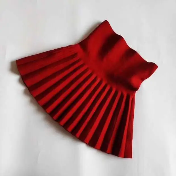 red color Детские юбки для девочек Детская плиссированная Шерстяная Юбка вязаная Повседневная осенняя одежда школьная одежда для малышей и подростков юбки-пачки для больших девочек - Цвет: red color