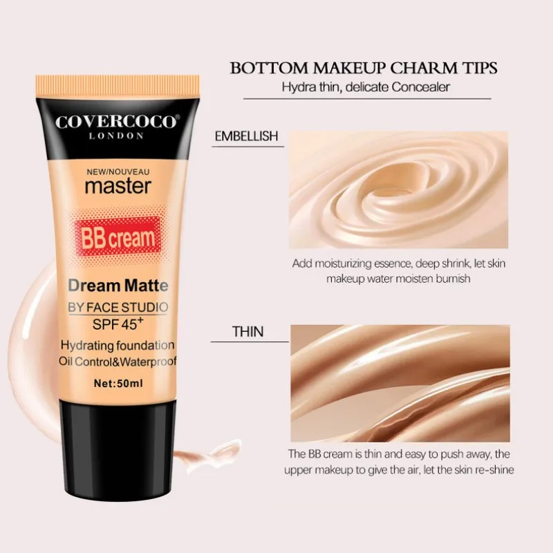 Профессиональный макияж SPF 45 солнцезащитный крем матовый BB натуральный стойкий