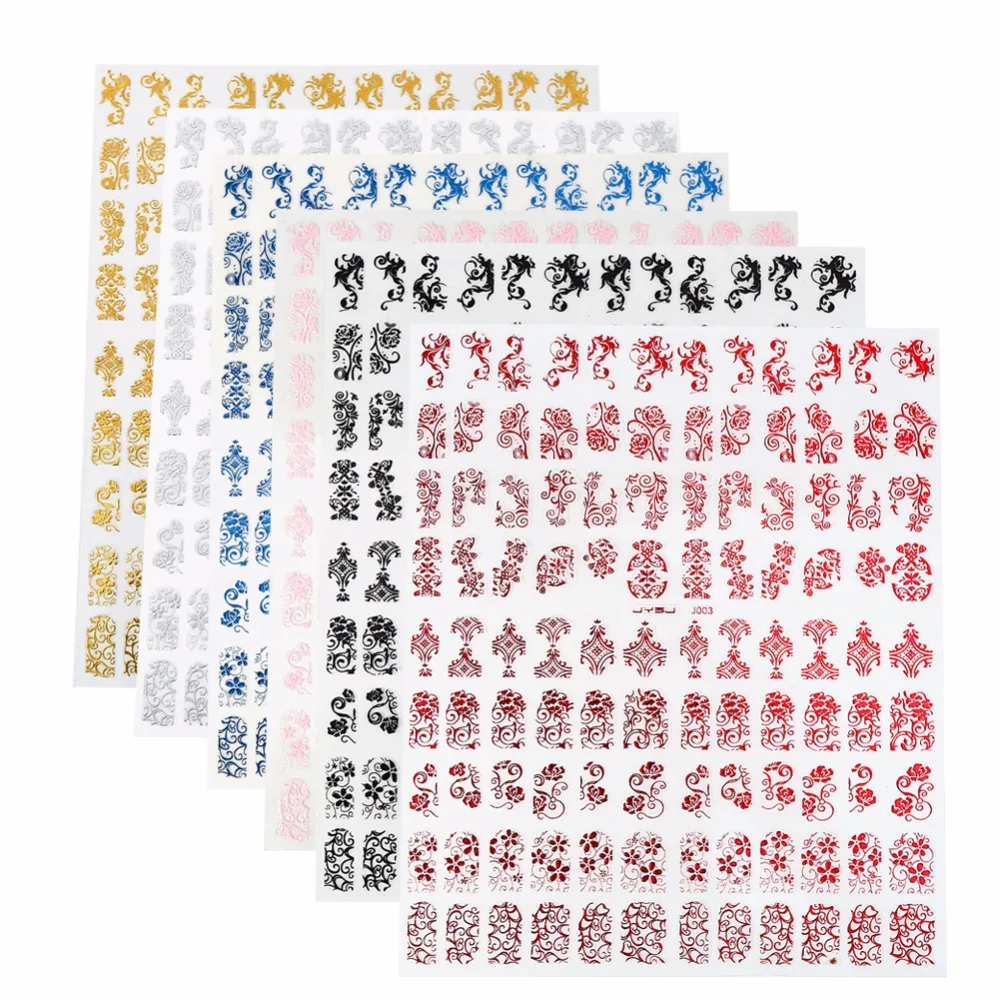 108 шт/Лист наклейки для дизайна ногтей 3D дизайн украшения накладные ногти