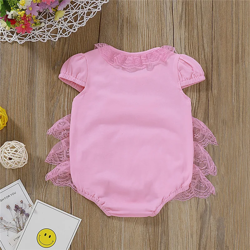 Комбинезон с короткими рукавами для маленьких девочек Кружевные Боди Летний