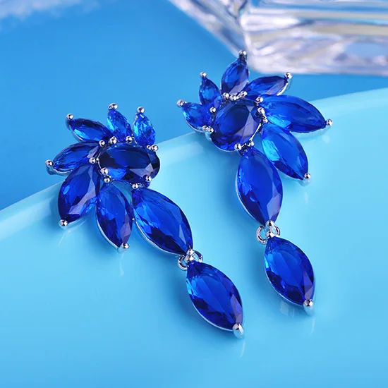 Blucome Высококлассные Крылья Ангела Горный Хрусталь Падение Серьги Для Женщин