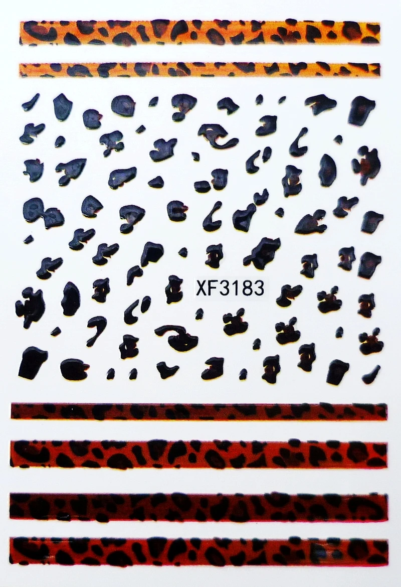 XF3183 Милые леопардовые наклейки для ногтей, самоклеющиеся декоративные наклейки, наклейки для маникюра, тигра, наклейки для ногтей, наклейки с леопардовым принтом для девочек - Цвет: XF3183