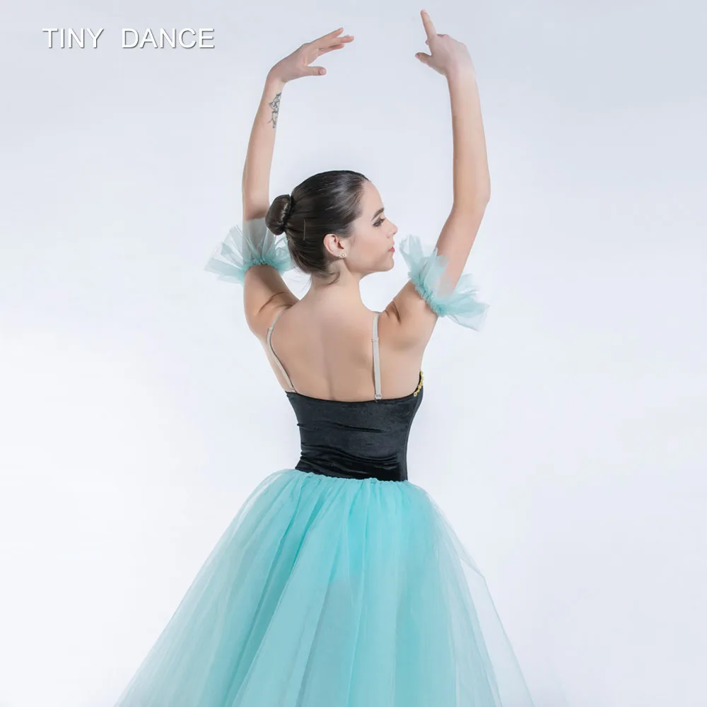 New Arrival Child &amp Adult Ballet Dance Tutu Black Velvet Bodice with Nude V Neck and Layers of Green Ballerina Dress 19431 |