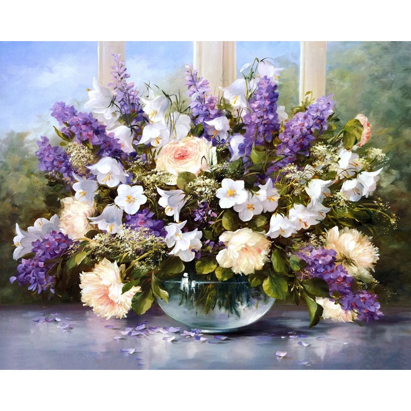 

RUOPOTY Frame Lavender DIY Painting By Numbers Modern Oil Painting Home Decor Handpainted Unique Gift For Wedding Decoration