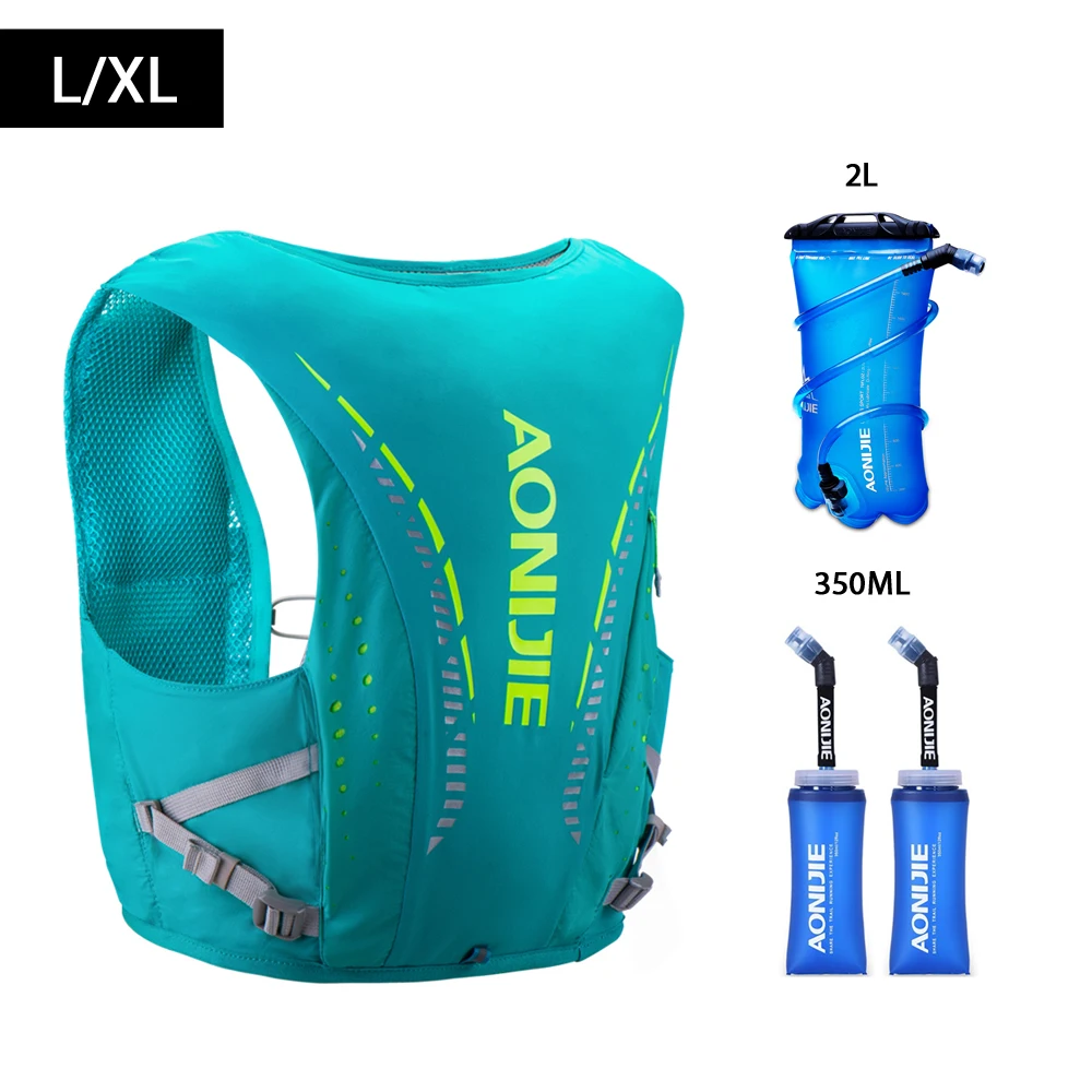 LXL-Green-2L-350ML AONIJIE 10л Расширенный Кожаный Рюкзак гидратация пакет рюкзак сумка Жилет Жгут водный Пузырь походный Кемпинг бег марафон гонки - Цвет: LXL-Green-2L-350ML