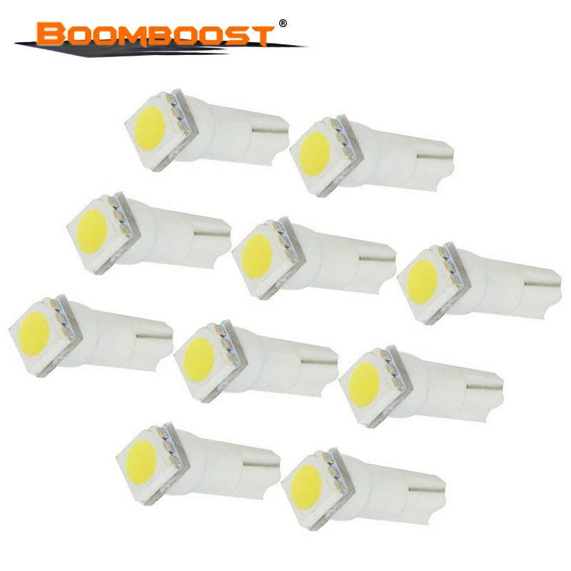 

supper bright 10pcs Interior Bulbs Wedge Lamp T5 1SMD 5050 t5 5050 led car light car led t5 Car Indicator Light