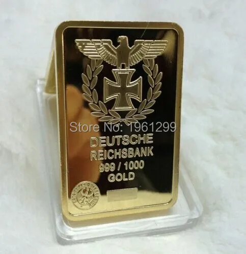 

1oz GOLD German IRON CROSS BAR Deutsche Reichsbank COIN 999 1000 Eagle bullion bar,5pcs/lot Free shipping