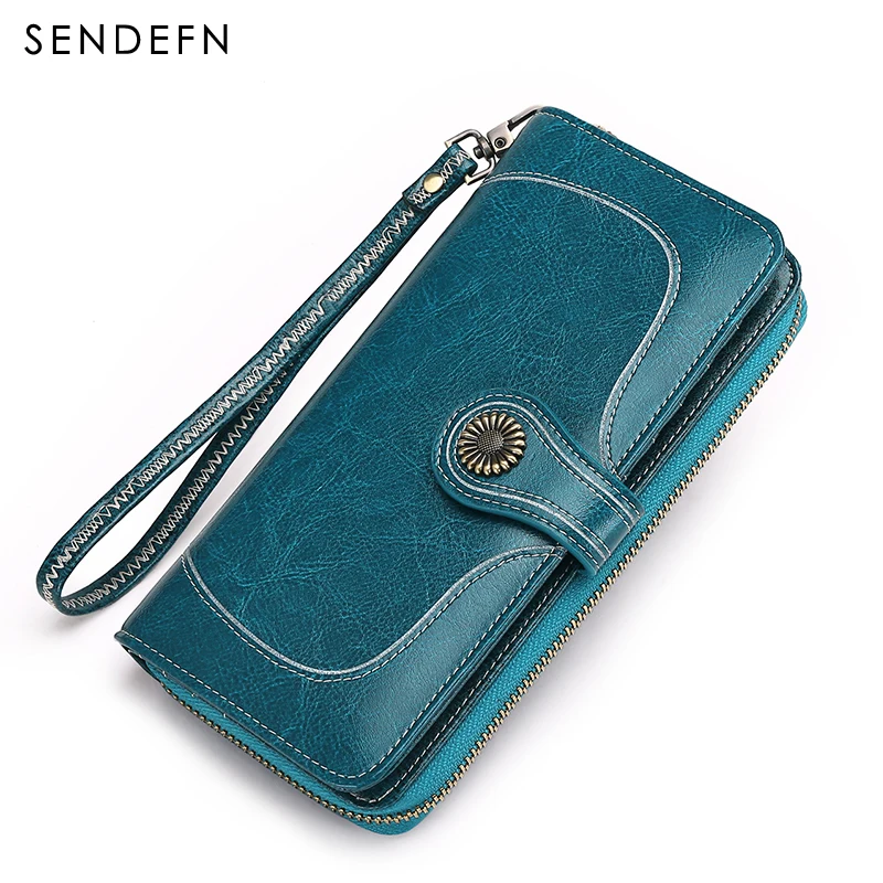 2017 New Vintage Style Women Clutch Large Capacity Wallet Split Leather Female Long Zipper Purse Flower Hard|purse flower|wallet femalezipper purse |
