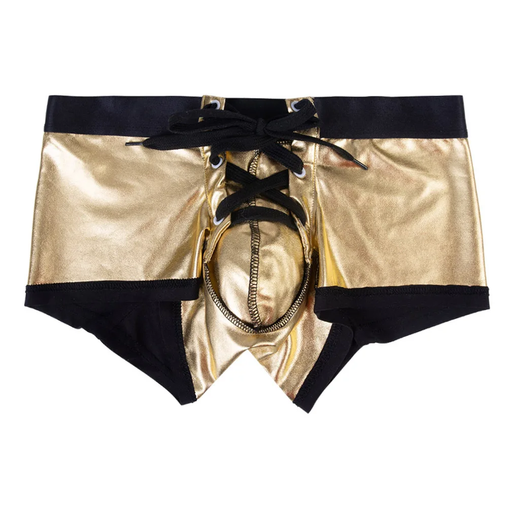 

Synthetic Leather Boxer Gay Mens Underwear Calsoncillos Hombre Cueca Masculina Boxer Ropa Interior Hombre Ondergoed Mannen