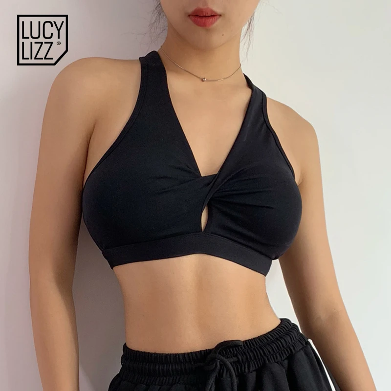 Lucylizz спортивный бюстгальтер Топ фитнес пуш ап тренажерный зал тренировки