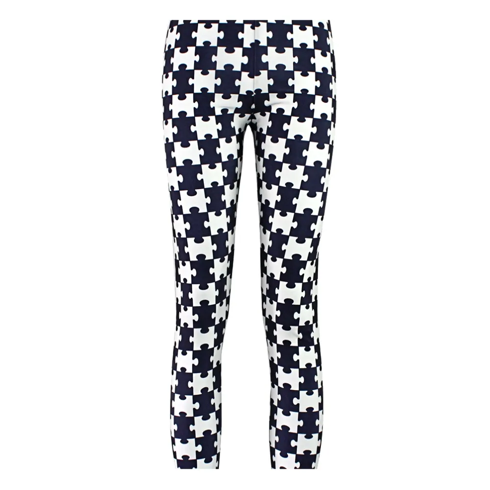 

Elastic Casual Pants 3D Digital Printing Black and white puzzle Pattern Women Leggings 7 sizes Fitness Clothing Free Shipping