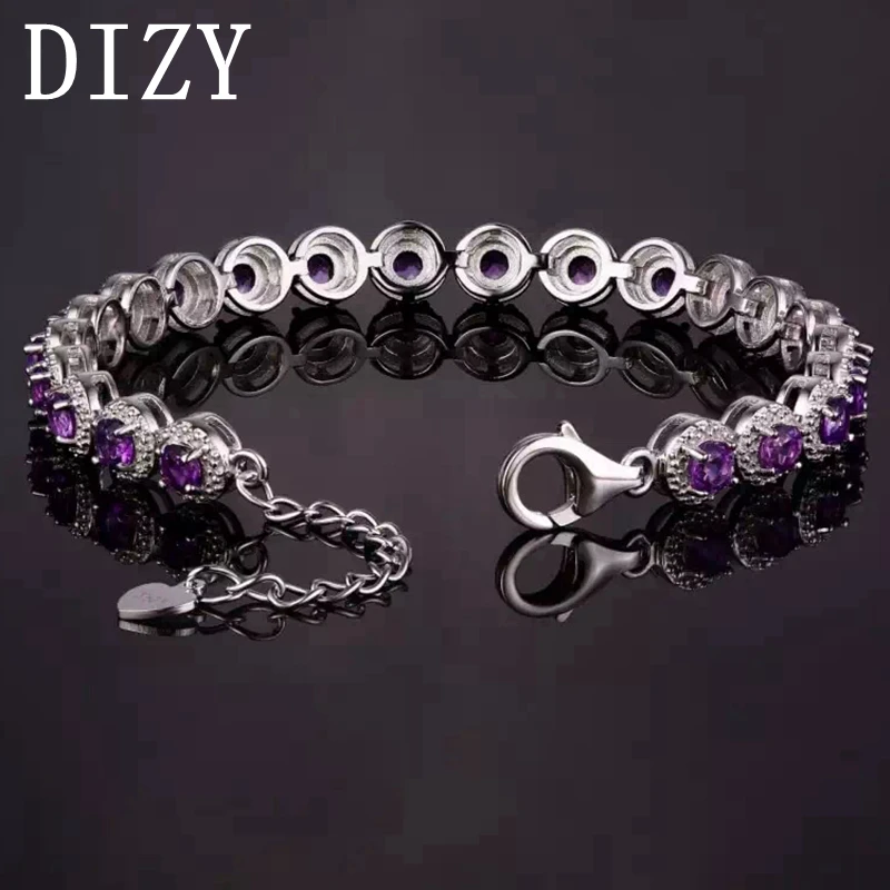 DIZY браслет из натурального аметиста для женщин, 925 пробы, серебро, Романтические свадебные ювелирные изделия, подарок, новинка