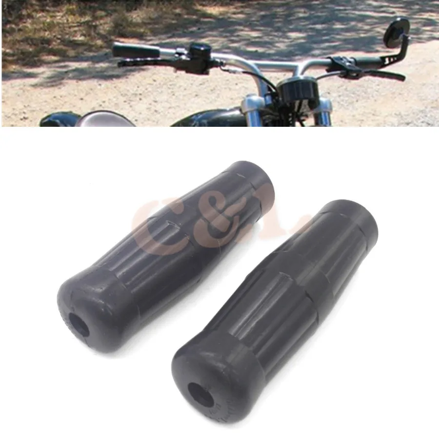 Motorcycle Bike 7/8&quot Black Retro Rubber Handle Bar Vintage Coke Bottle Hand Grip For Harley Truimph Cafe Custom | Автомобили и