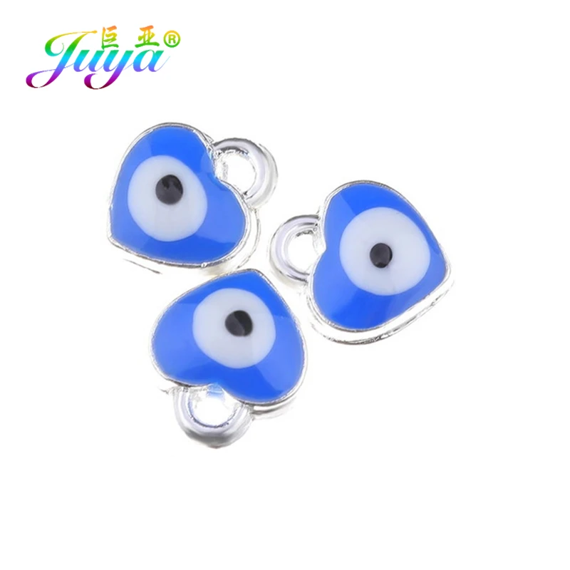 50 Pieces As Photo Juya DIY Small Enamel Charms Wholesale HandiCraft Evil Eye Love Heart Star Resin Charms For Women Kids Fashion Bijoux Making - Окраска металла: 50 Pieces As Photo