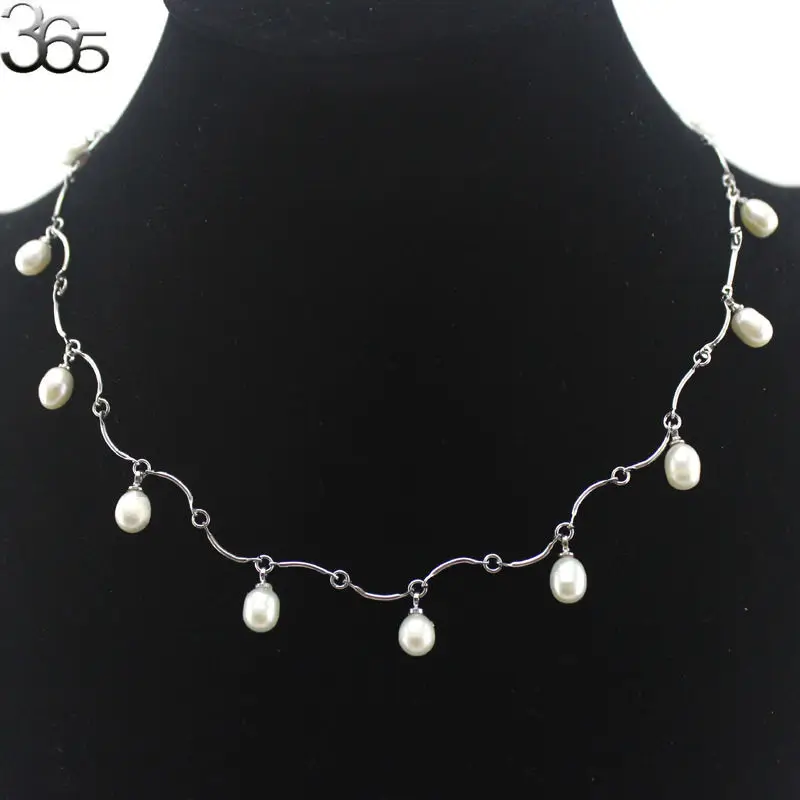 Free Shipping 7 8mm Olivary Freshwater Pearl Adjustable Elegant Women Jewerly Chains Necklace 18 20inch|chain necklace|necklace free shippingwoman