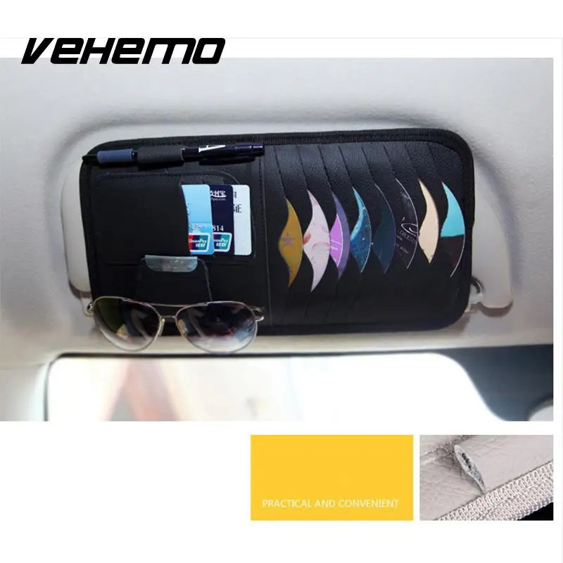 Козырек от солнца Vehemo кожаный автомобильный козырек держатель для CD-карты