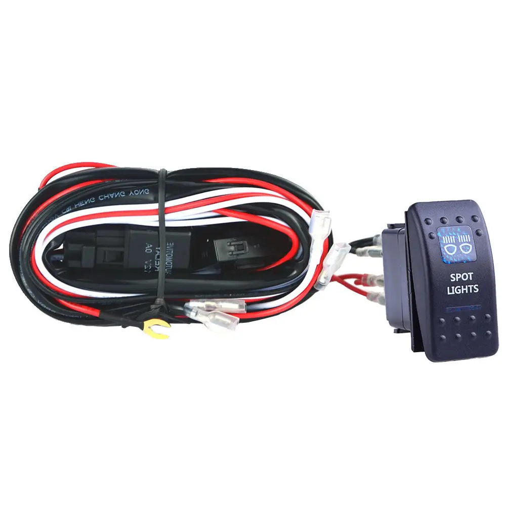 EE support 40A Wiring Harness Kit LED Light Bar Rocker Switch Toggle light Fuse SPST Spot | Автомобили и мотоциклы