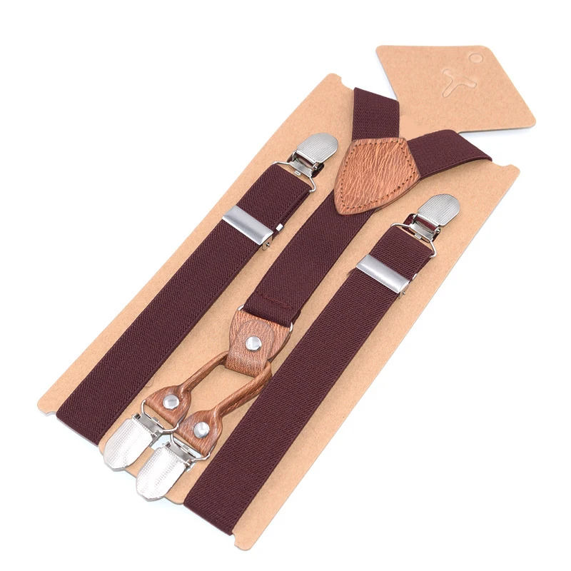 Новинка года брендовые Ремни Детские Полосатые 4 зажимы Y-strap Высокое качество для мальчиков и девочек брюки подтяжки Регулируемая мода - Цвет: 14