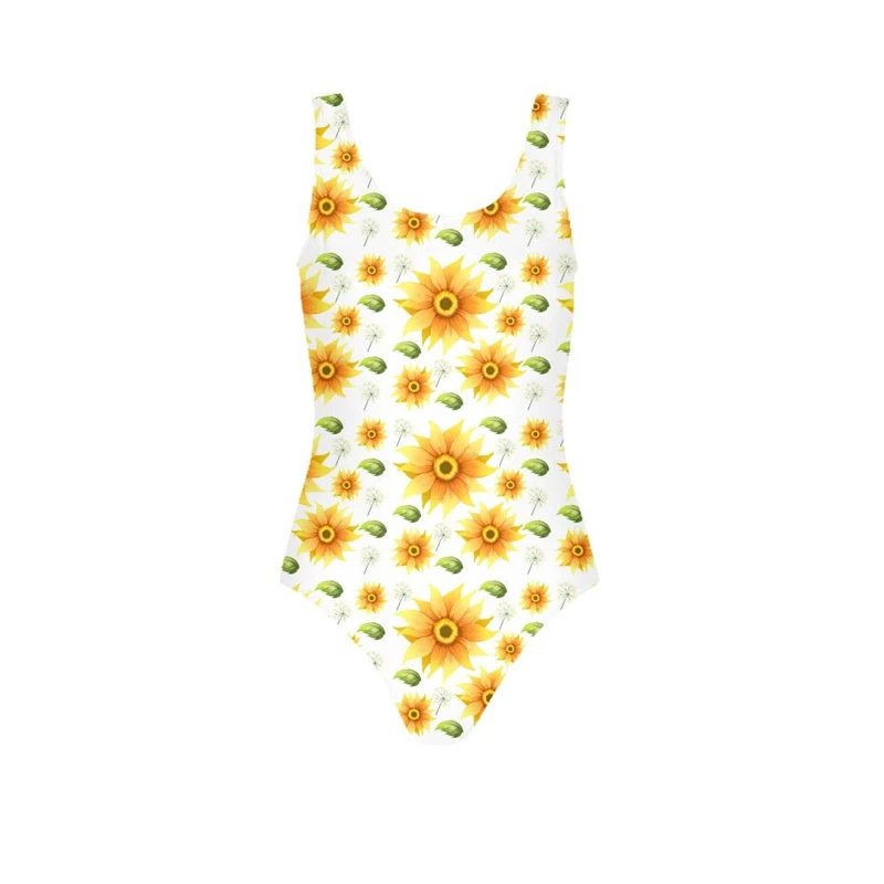 Новый подсолнечника печати для женщин Купальник одна деталь Семейные Купальники