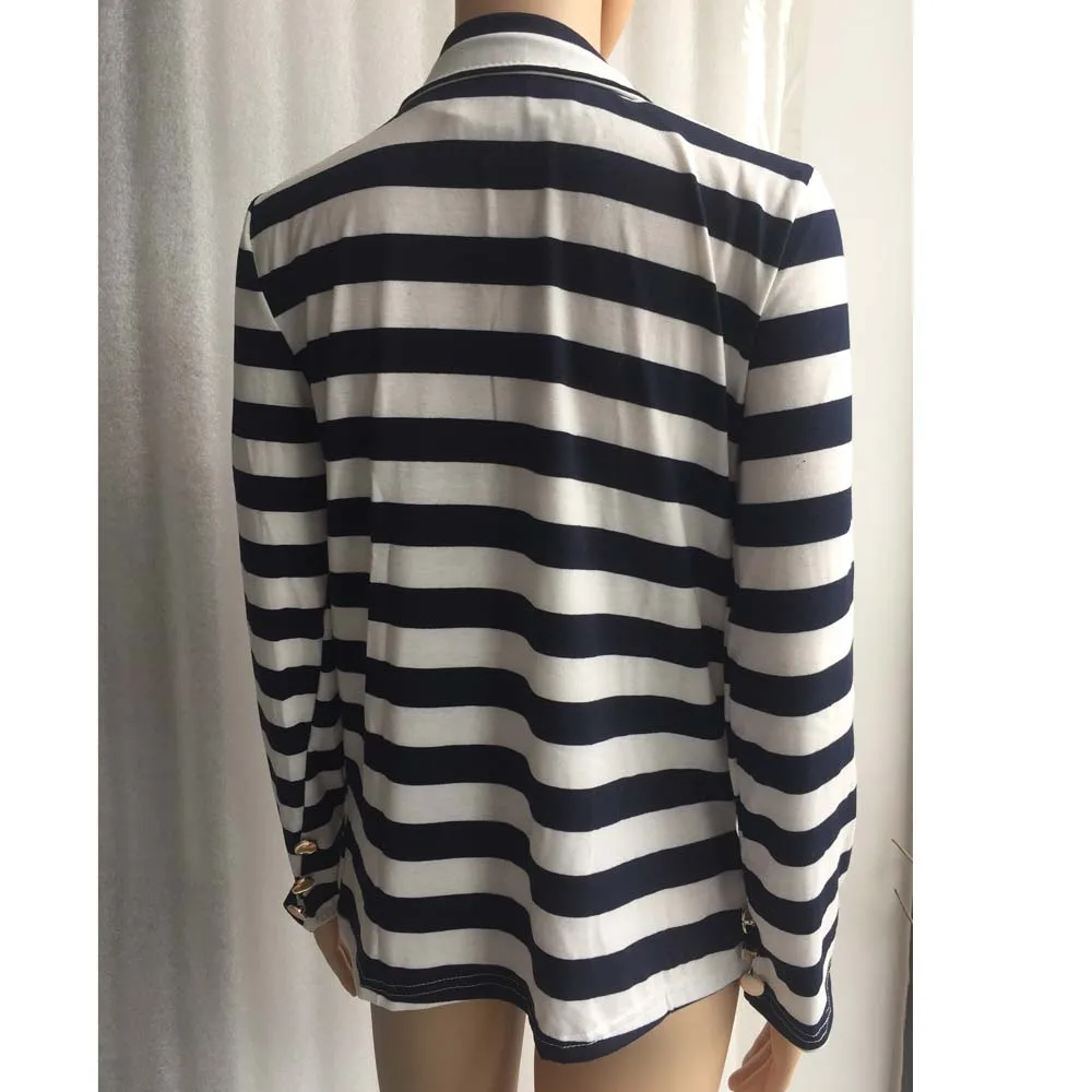 Женское приталенное пальто в полоску модная Осенняя Повседневная куртка с