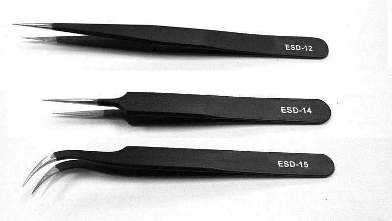 VETUS ESD-12 ESD-14 ESD-15 металлический немагнитные Нержавеющая сталь антистатические пинцеты антистатические плоскогубцы для ювелирных изделий ювелирные ИС SMD SMT