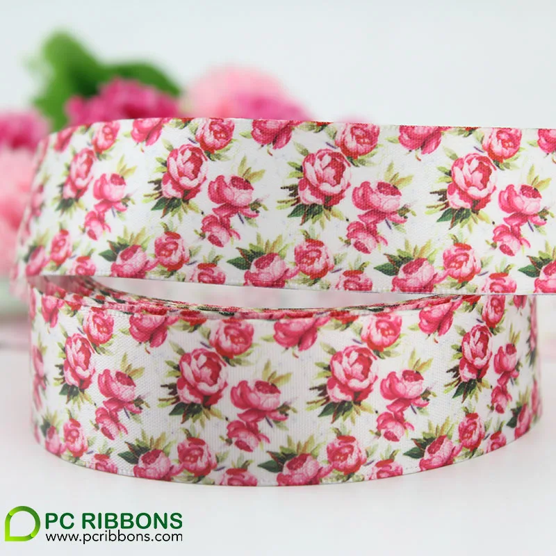 Красочные цветочные печатных атласной лентой красивый цветок печатные ленты