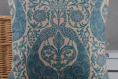 Абстрактный сине-серый павлин декоративная льняная подушка из хлопка с эффектом