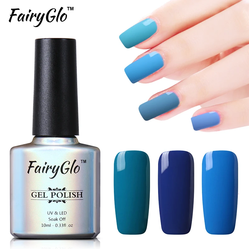 FairyGlo 10 мл голубой Цвет Гель лак для ногтей Vernis Полупостоянный УФ гель впитывающий
