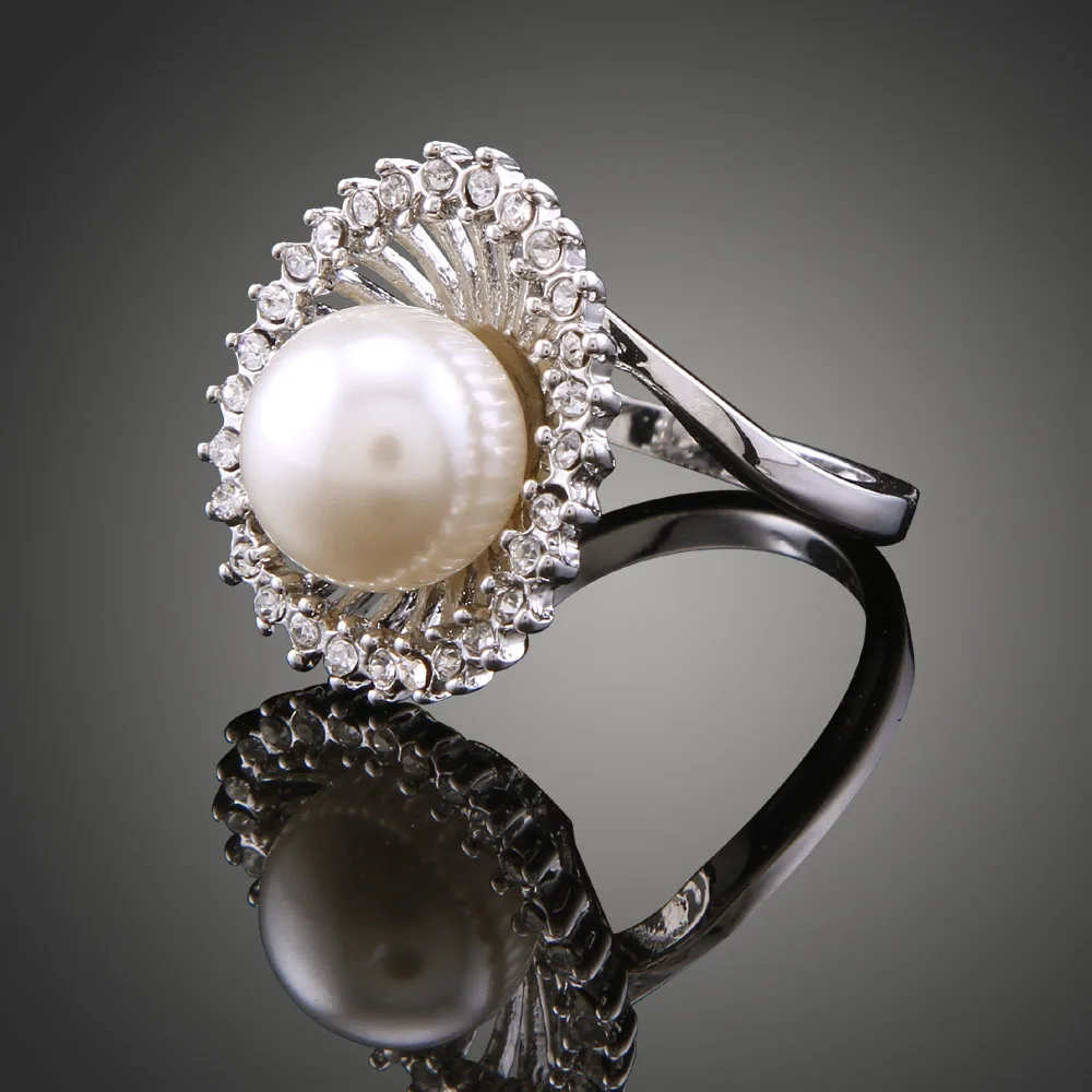 2018 Корейская имитация жемчуга кольца выдалбливают австрийского хрусталя модных