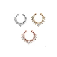 cute girls tiny crystal nose ring women fashion fake piercing studs nose ring hoop female body jewelry wedding party gift