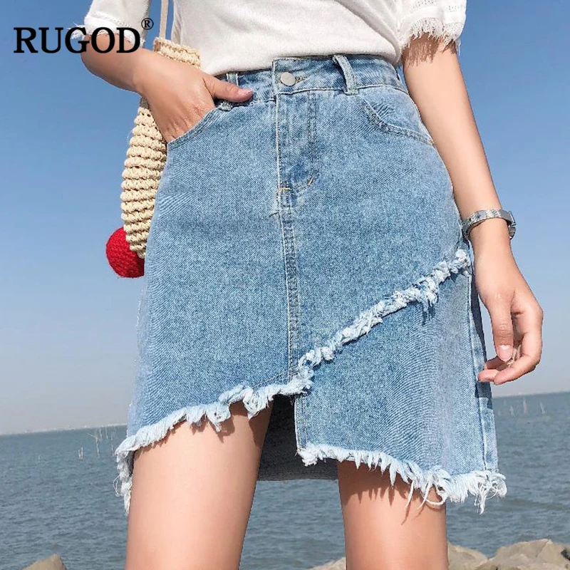 RUGOD 2018 Новое поступление повседневная женская джинсовая юбка весна лето Стильная