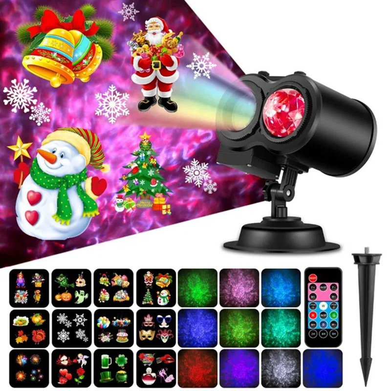 Christmas Lights Outdoor Waterproof LED Laser Snow Animation Effect IP65 Indoor/Outdoor Projector 16 Patterns Snowflake/Snowman | Лампы и