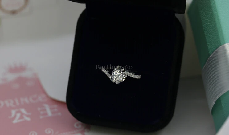 Чистое серебро 0.5ct 925 Серебро S925 кольцо Mariage Nupcial De Mariee Люминесцентная Свадебная