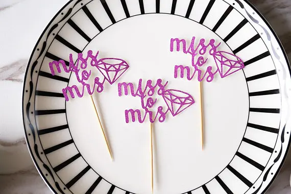 Блестящие Свадебные обручальные кольца miss to mrs топперы для капкейков День